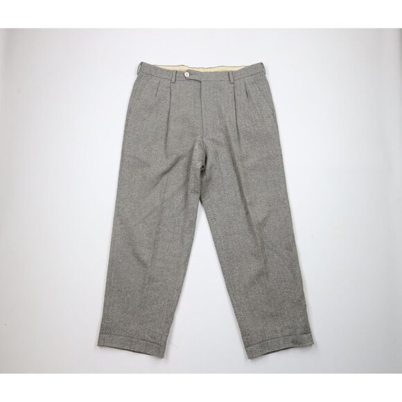 Vtg 90s Streetwear Mens 36x29 Distressed Wool Cashmere Tweed Herringbone Pants